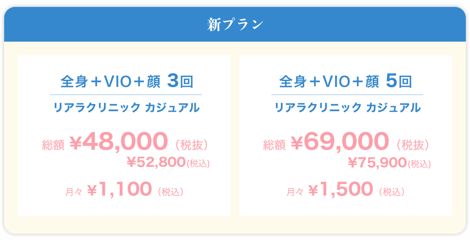 リアラクリニック 新プラン